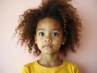 Portrait Of A Young Girl With Curly Hair