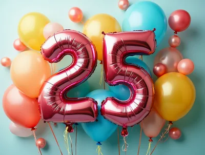 Shiny Red Number Twenty Five Balloons for Birthday Celebration