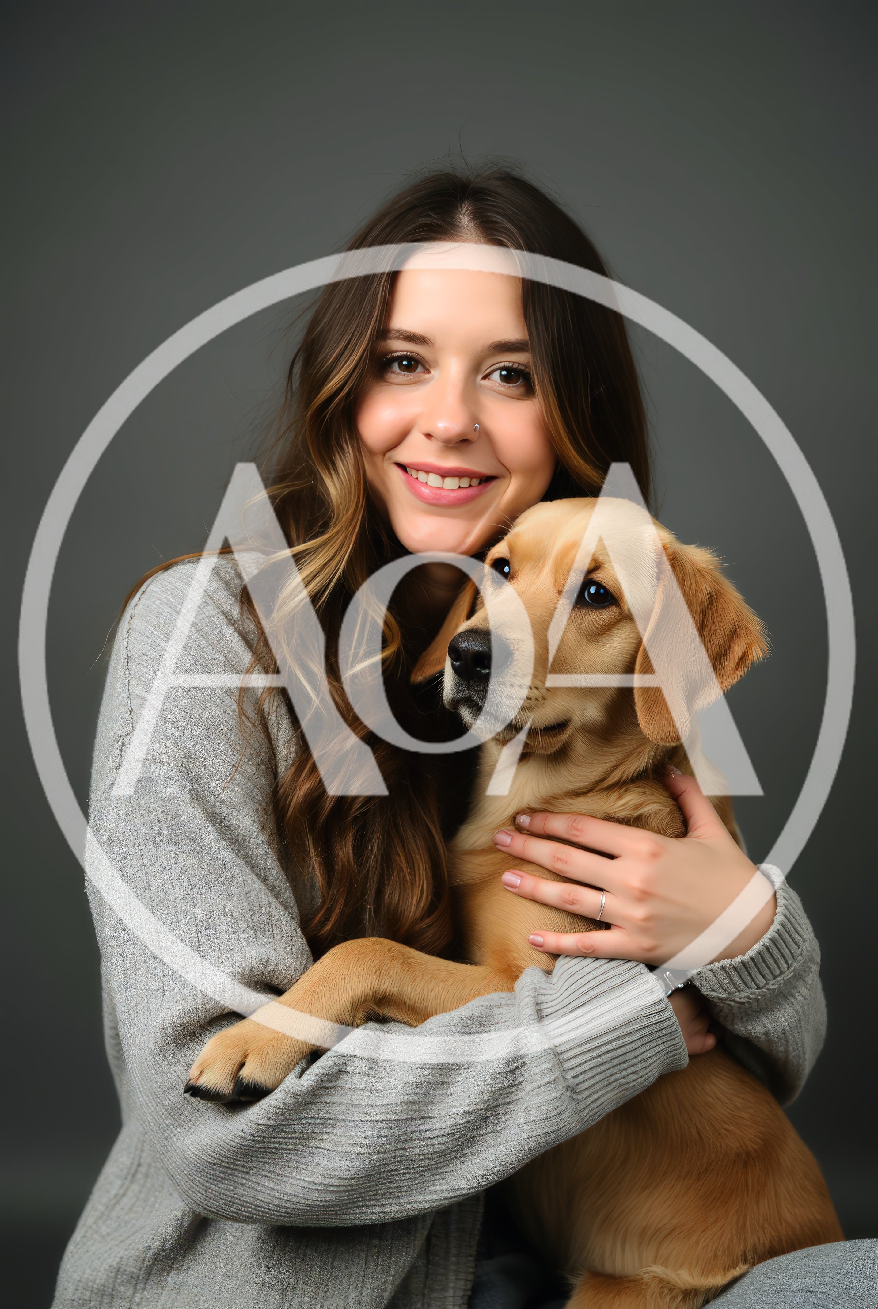 Young Woman Embracing Her Golden Retriever Puppy