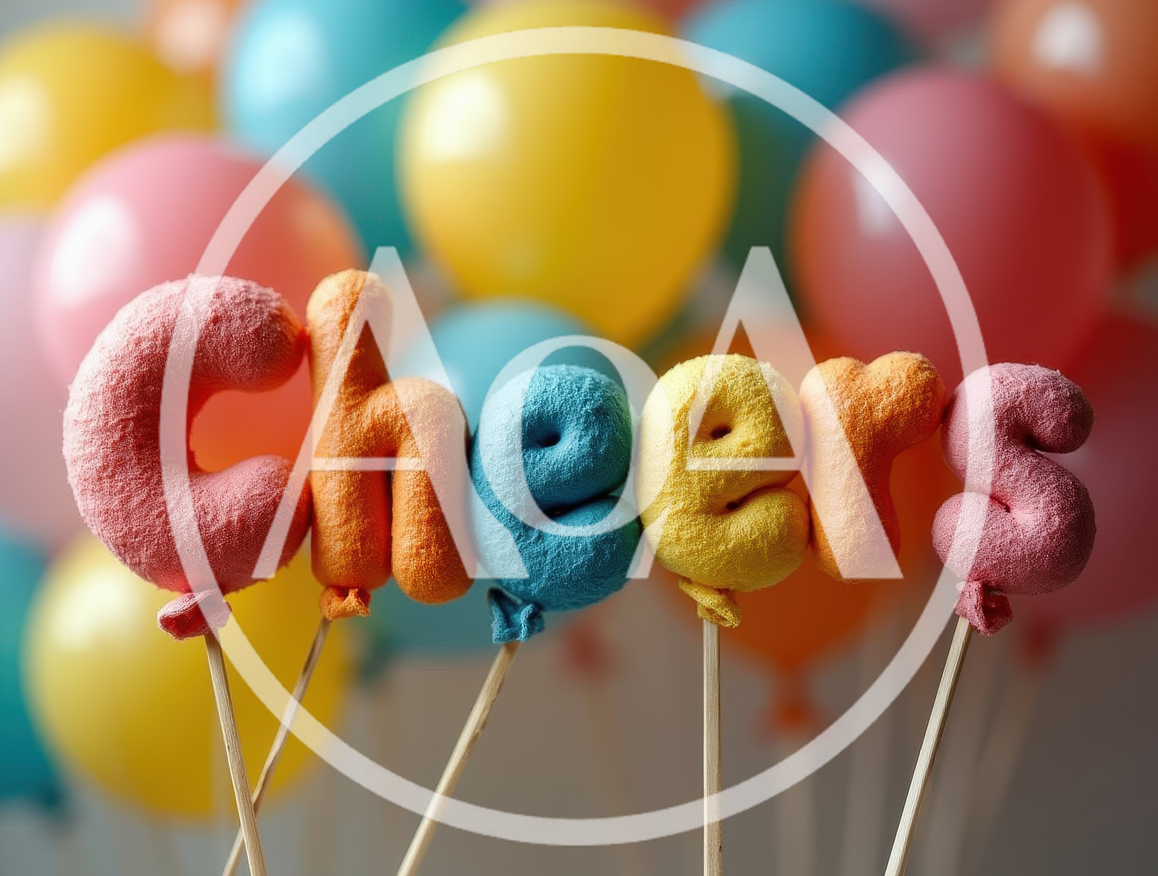 Fabric Letter Balloons Spelling Cheers With Colorful Background