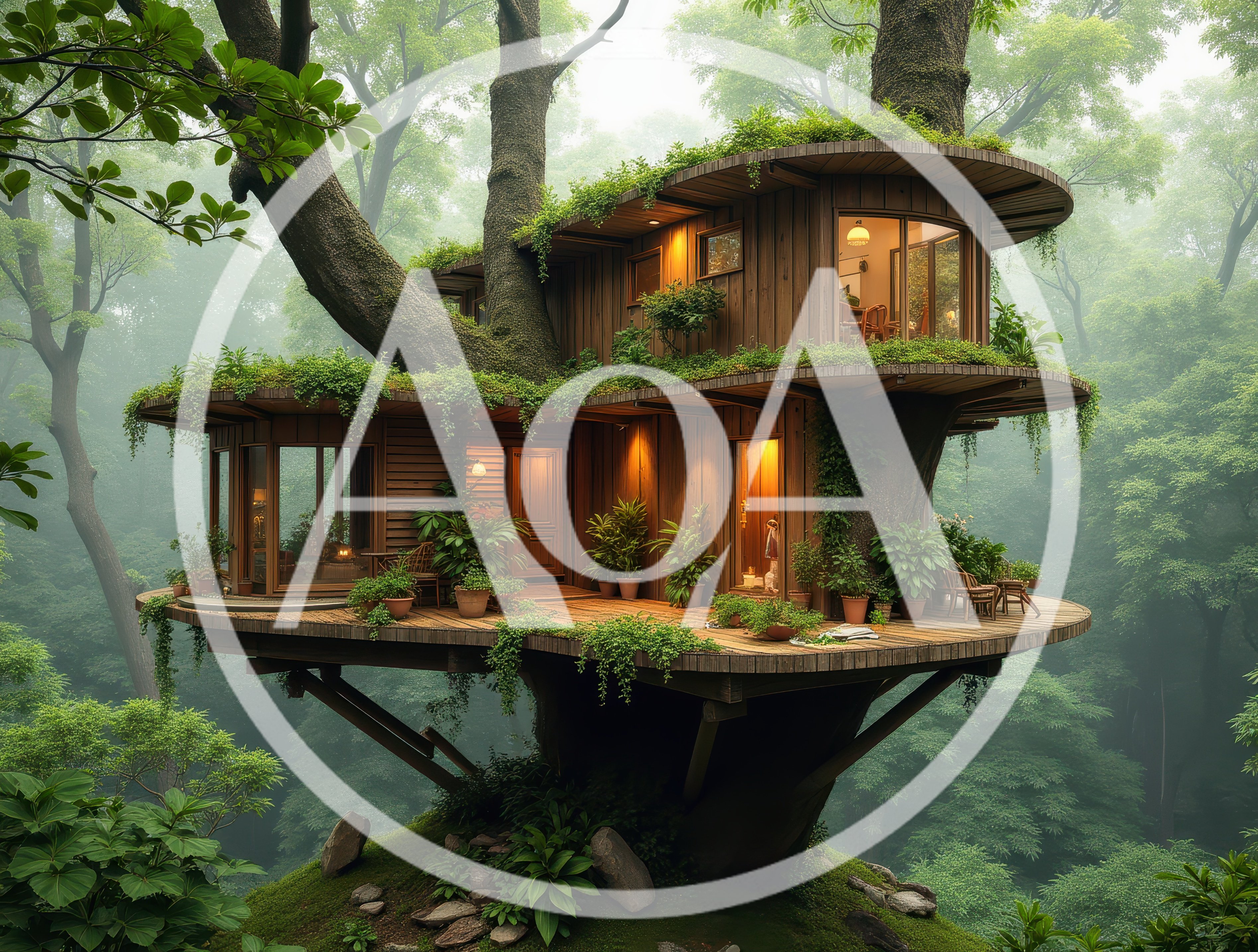 Modern Luxury Treehouse Nestled In A Misty Forest