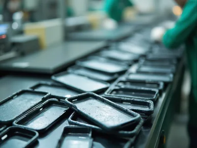 Smartphone Case Manufacturing on Factory Assembly Line