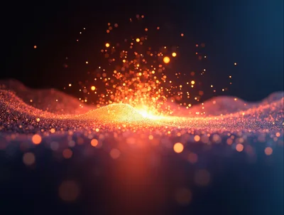 Abstract Glowing Particle Wave With Floating Sparks