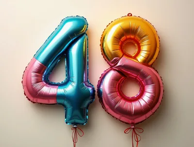 Metallic Foil Number Forty Eight Balloons