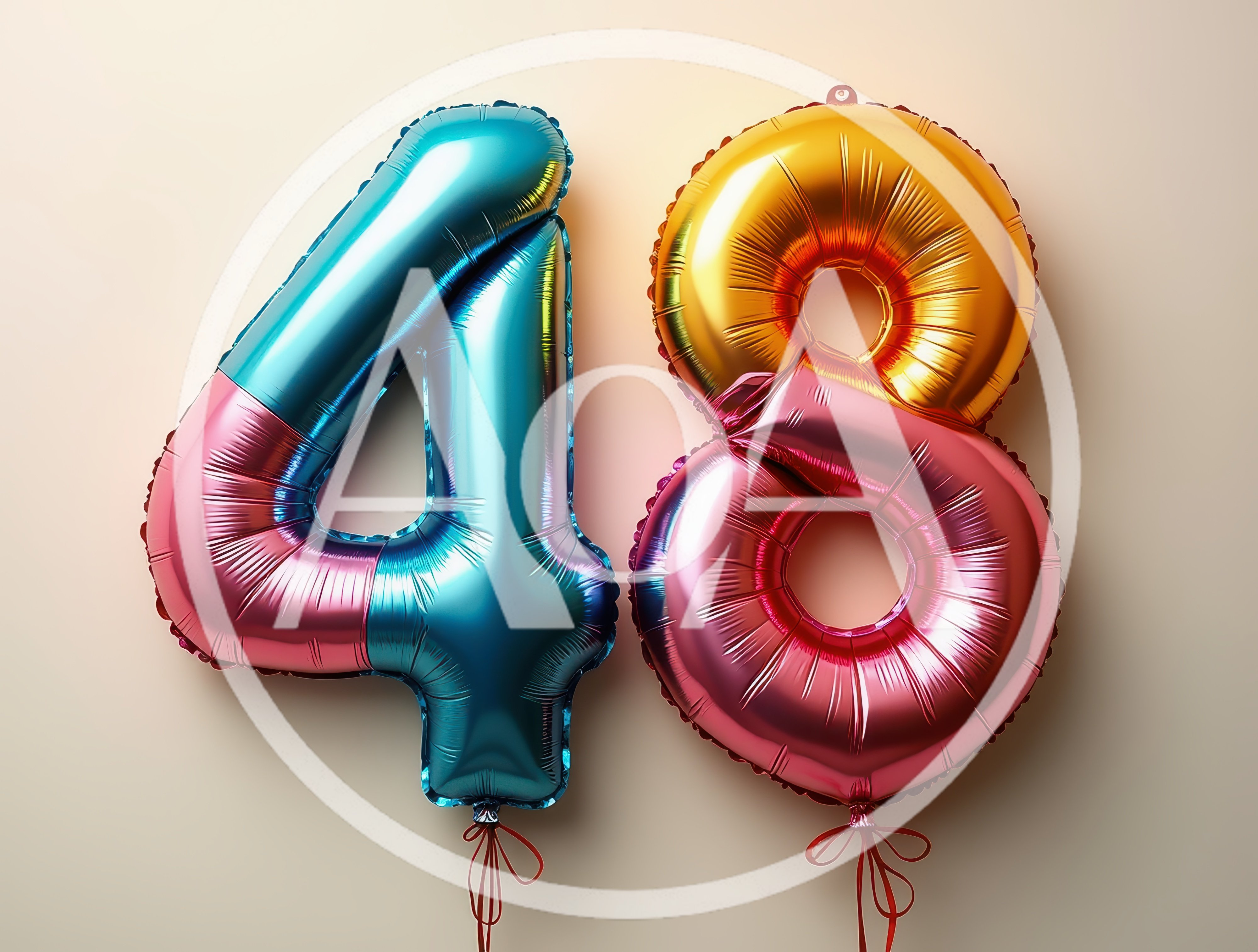 Metallic Foil Number Forty Eight Balloons