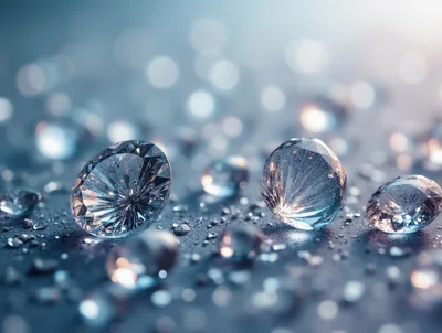 Sparkling Diamonds Scattered on a Reflective Surface