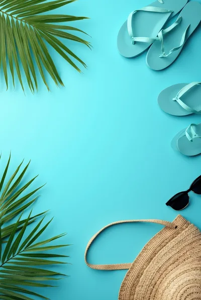 Summer Vacation Flat Lay With Beach Accessories