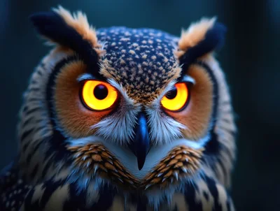 Close Up Portrait Of A Great Horned Owl