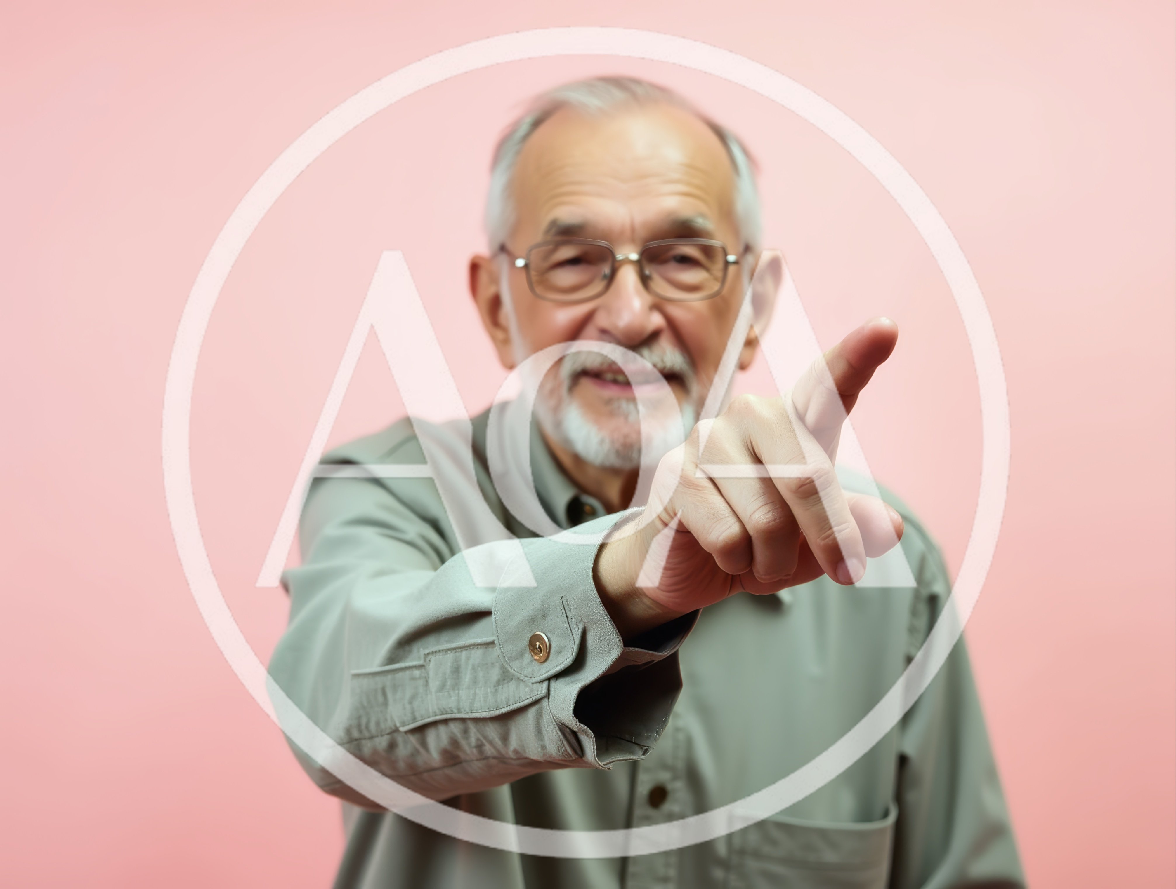 Senior Man Pointing Forward At Camera