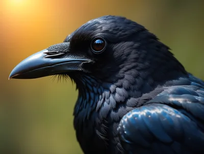 Close Up Portrait Of A Black Raven