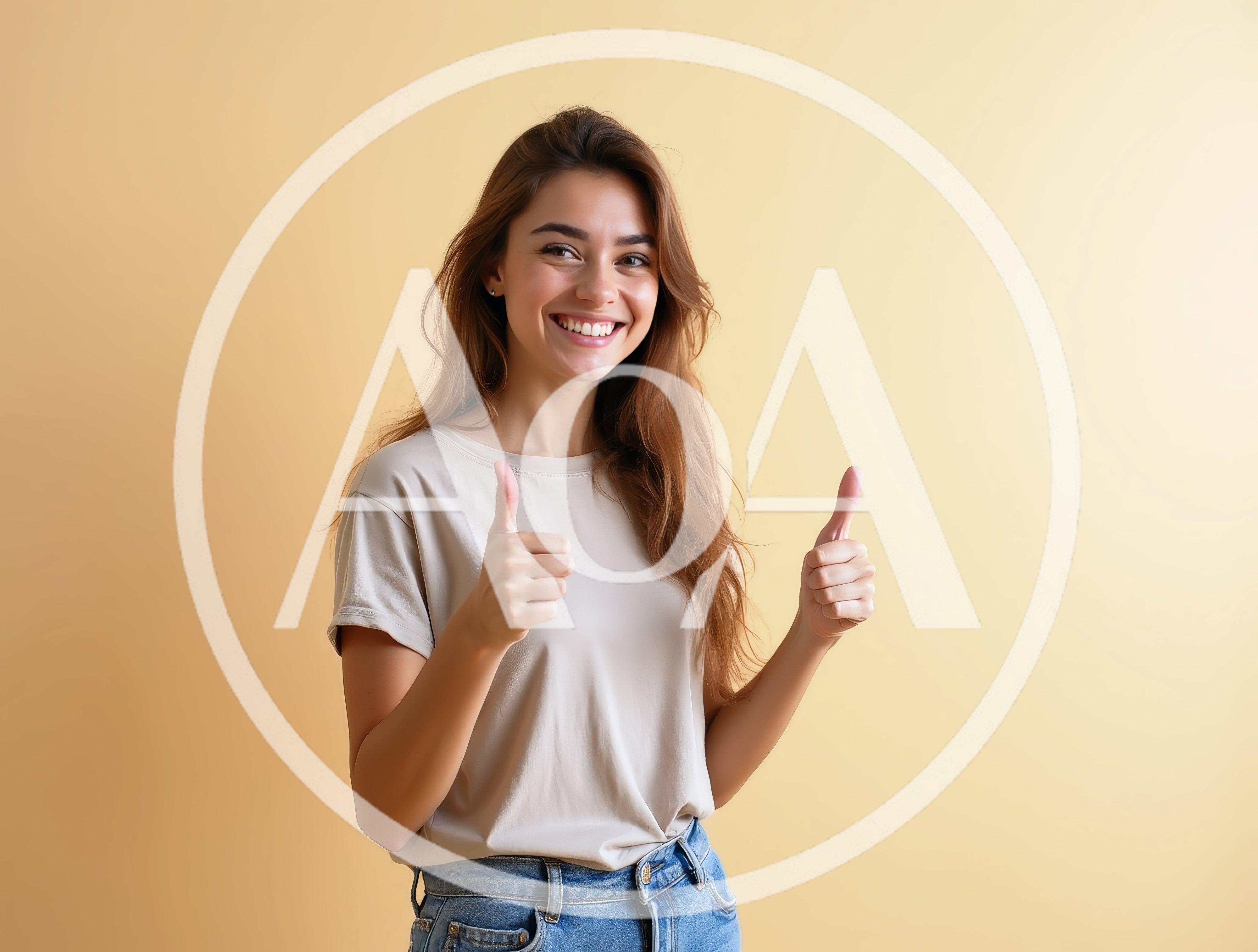Smiling Young Woman Giving Double Thumbs Up