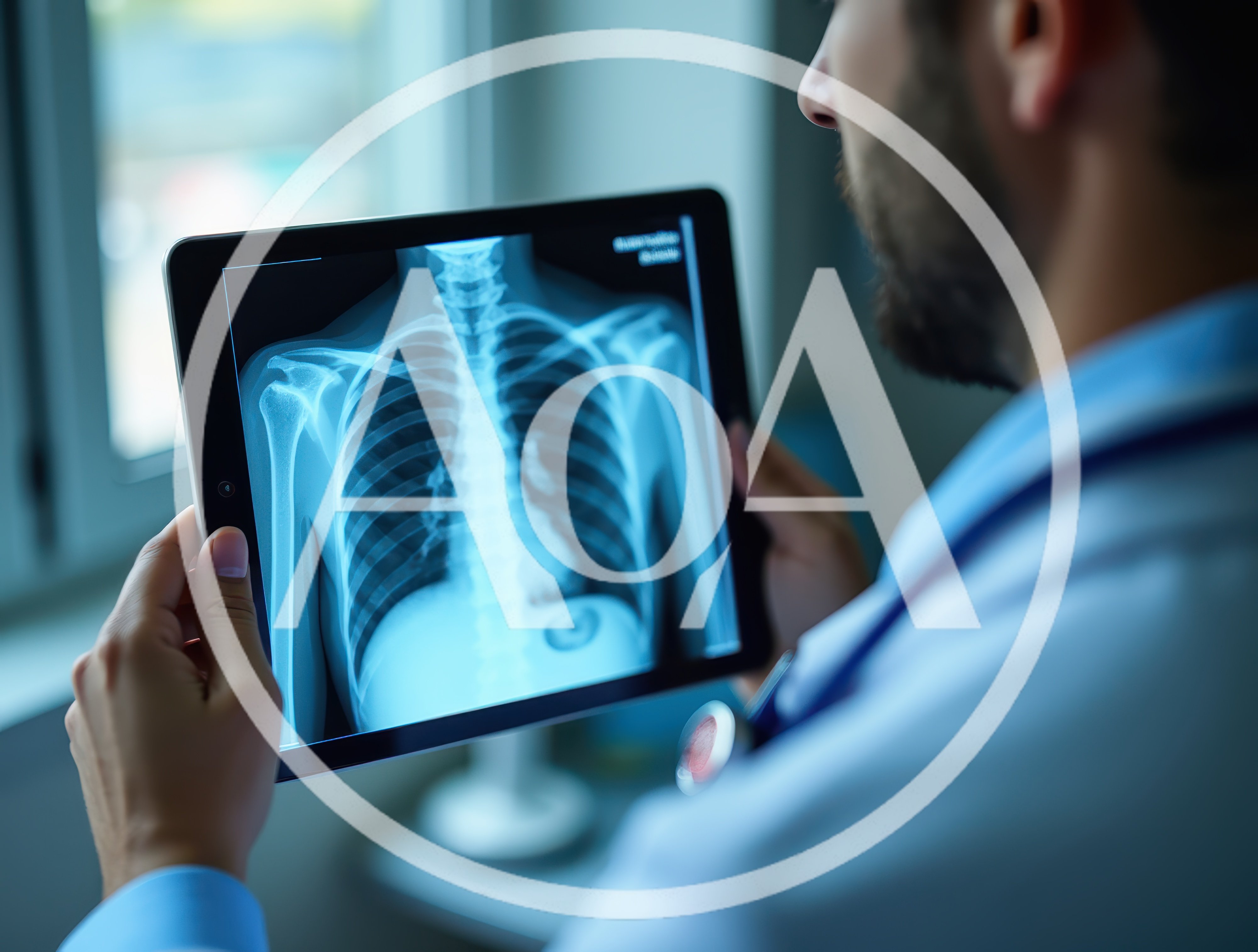 Doctor Examining Chest X-Ray On Digital Tablet