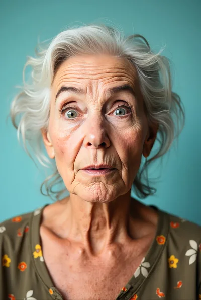 Portrait Of An Elderly Woman With Surprised Expression