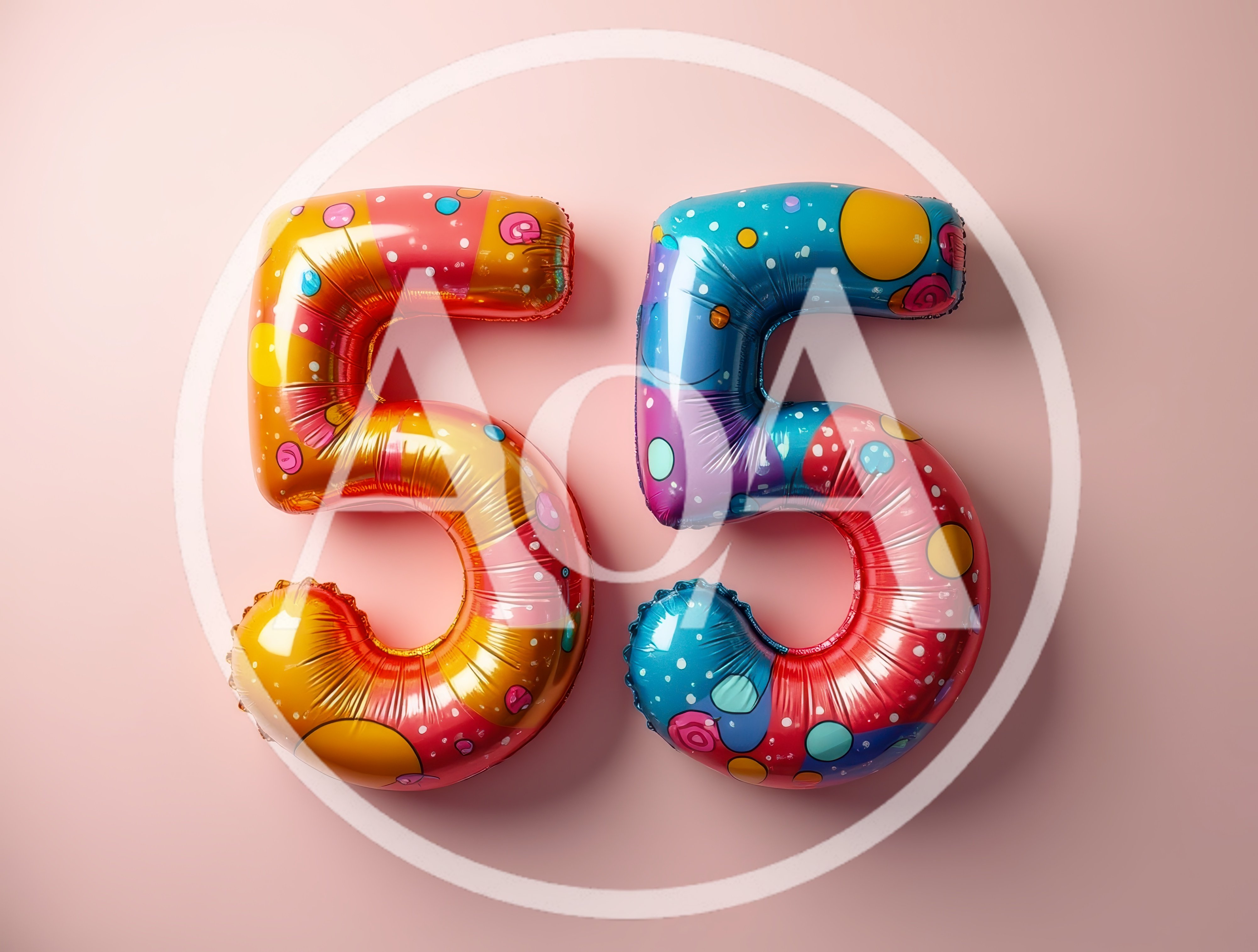 Colorful Number Fifty Five Foil Balloons