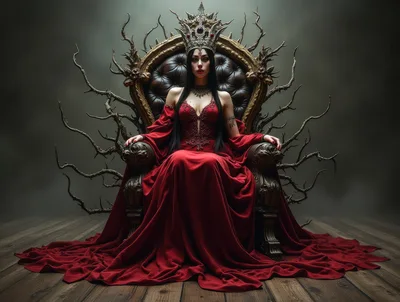 Gothic Queen Sitting On An Ornate Throne