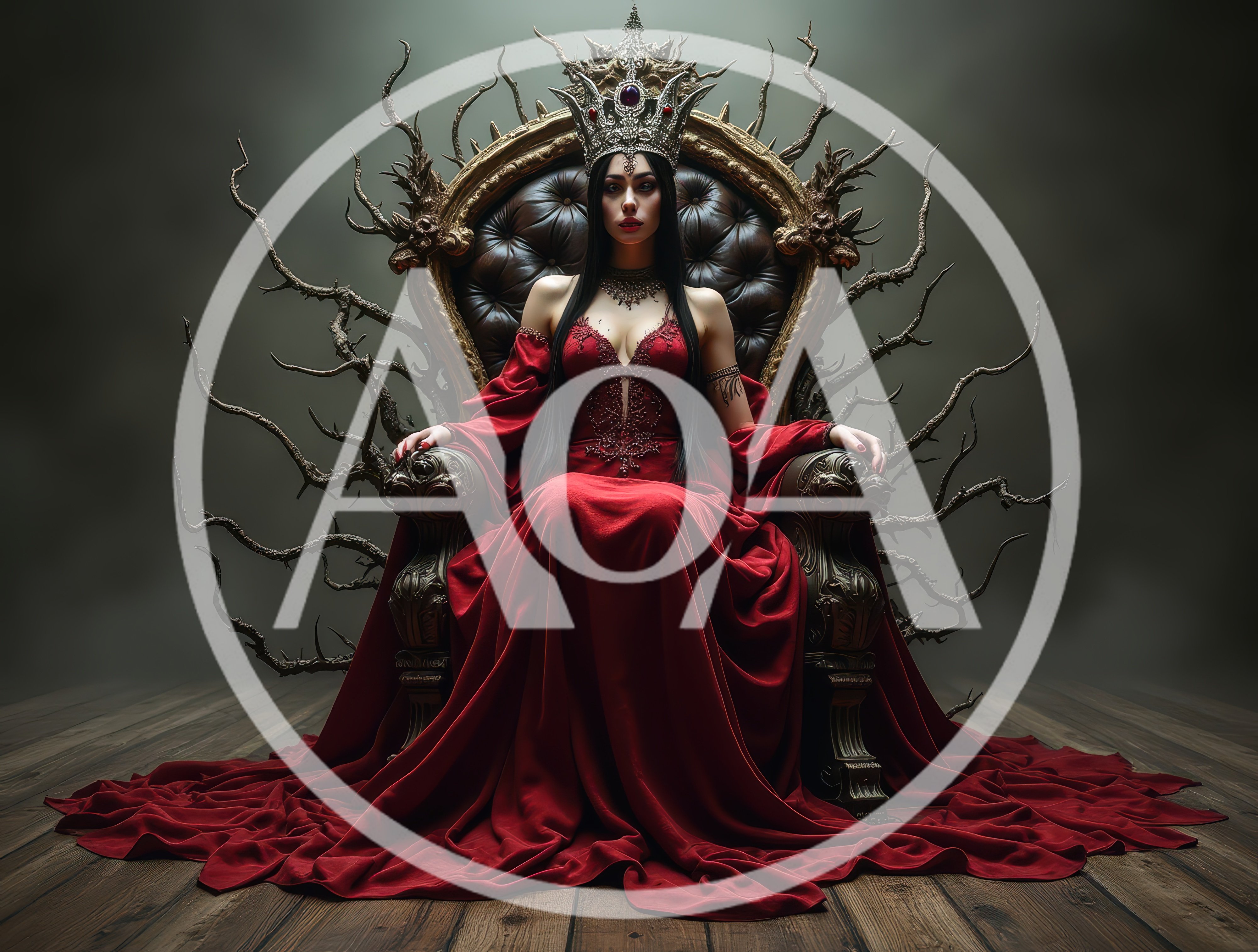 Gothic Queen Sitting On An Ornate Throne