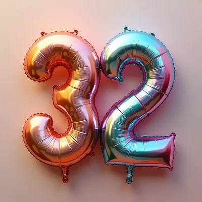 Metallic Foil Balloon Number Thirty Two