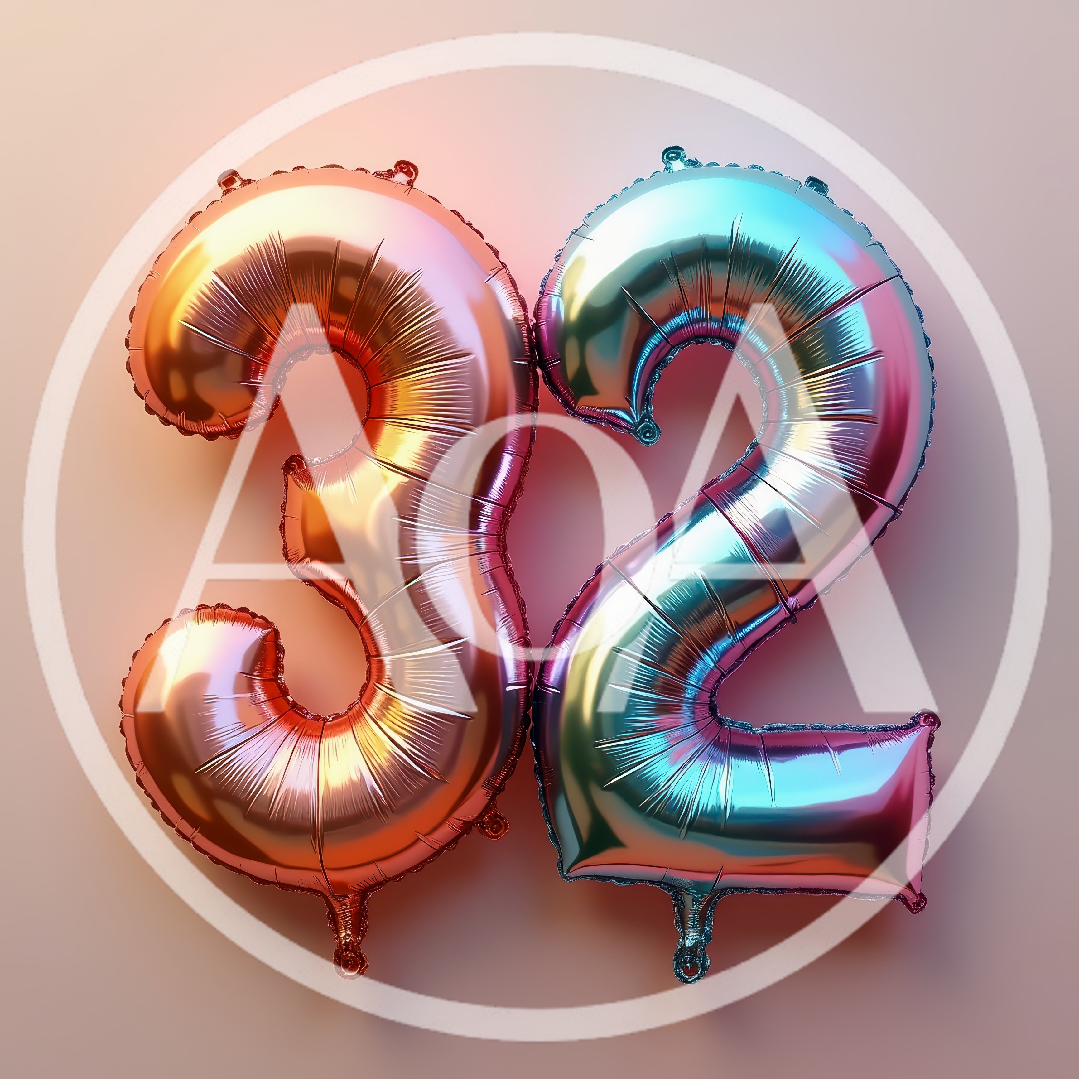 Metallic Foil Balloon Number Thirty Two