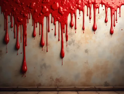 Red Paint Dripping Down A Grungy Textured Wall