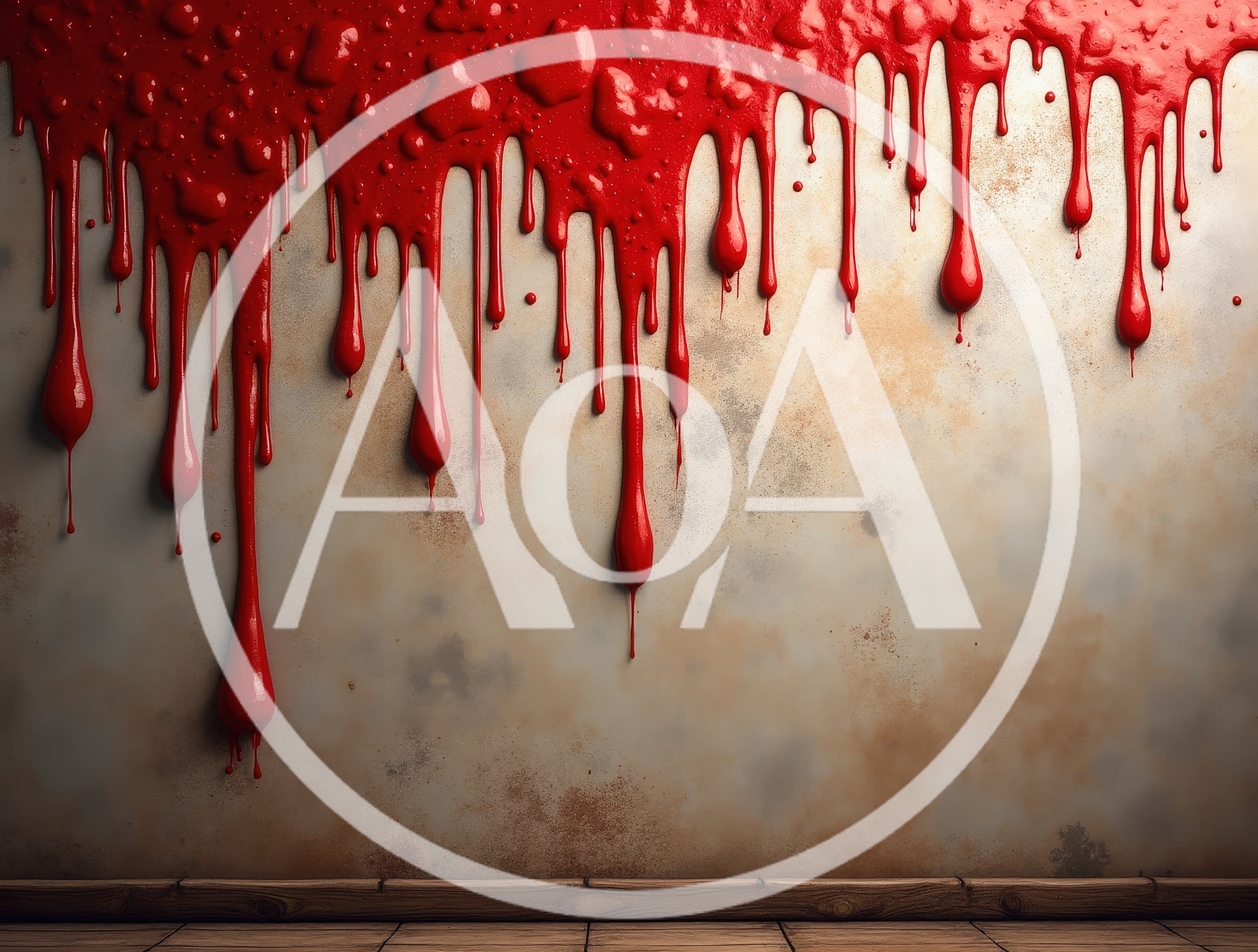 Red Paint Dripping Down A Grungy Textured Wall