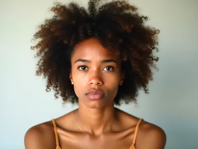 Portrait Of A Young Woman With Natural Curly Hair