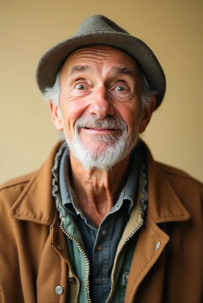 Portrait Of An Elderly Man With A Surprised Expression