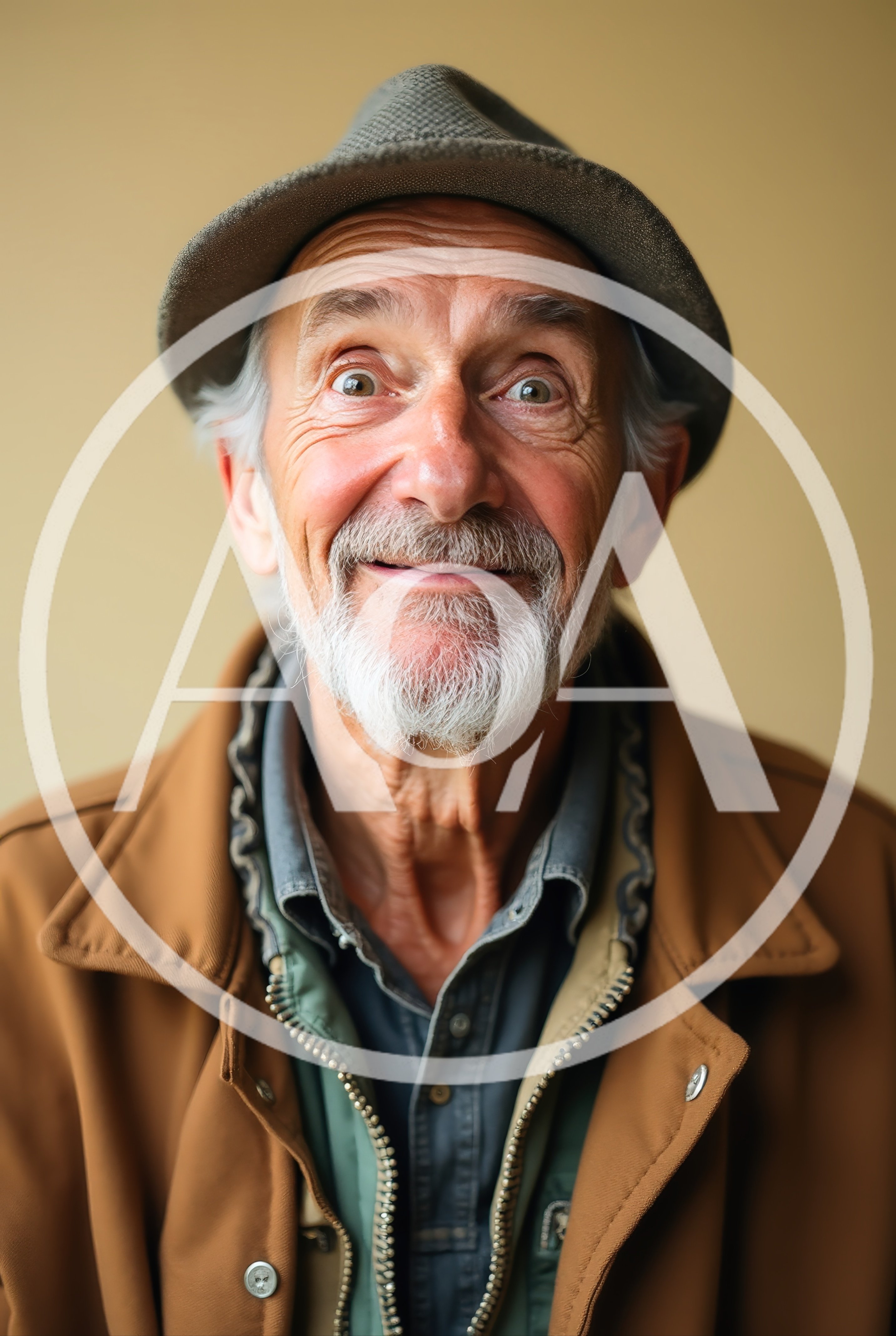 Portrait Of An Elderly Man With A Surprised Expression