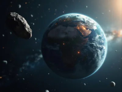 Asteroid Approaching Earth From Deep Space