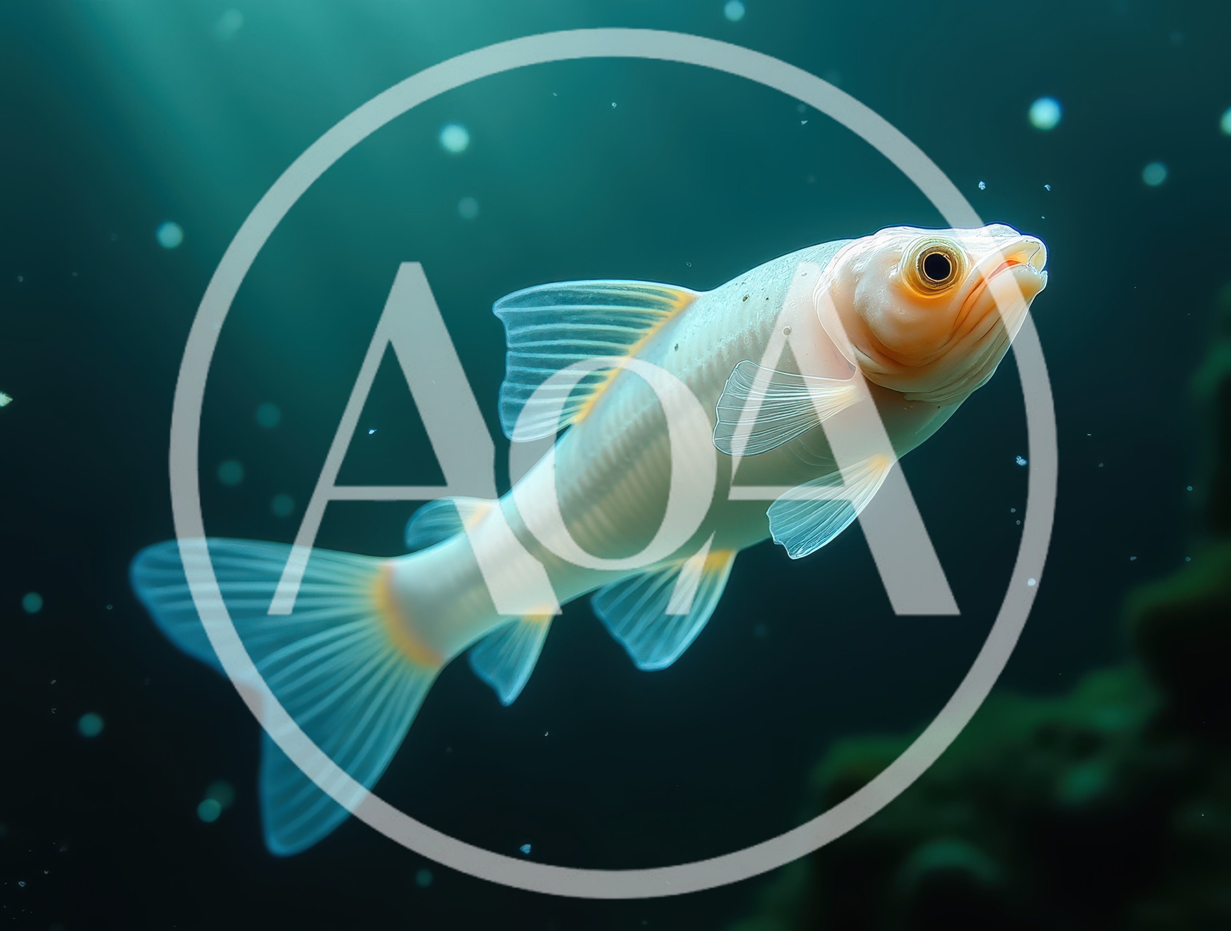 Albino Fish Swimming In Deep Dark Underwater Environment
