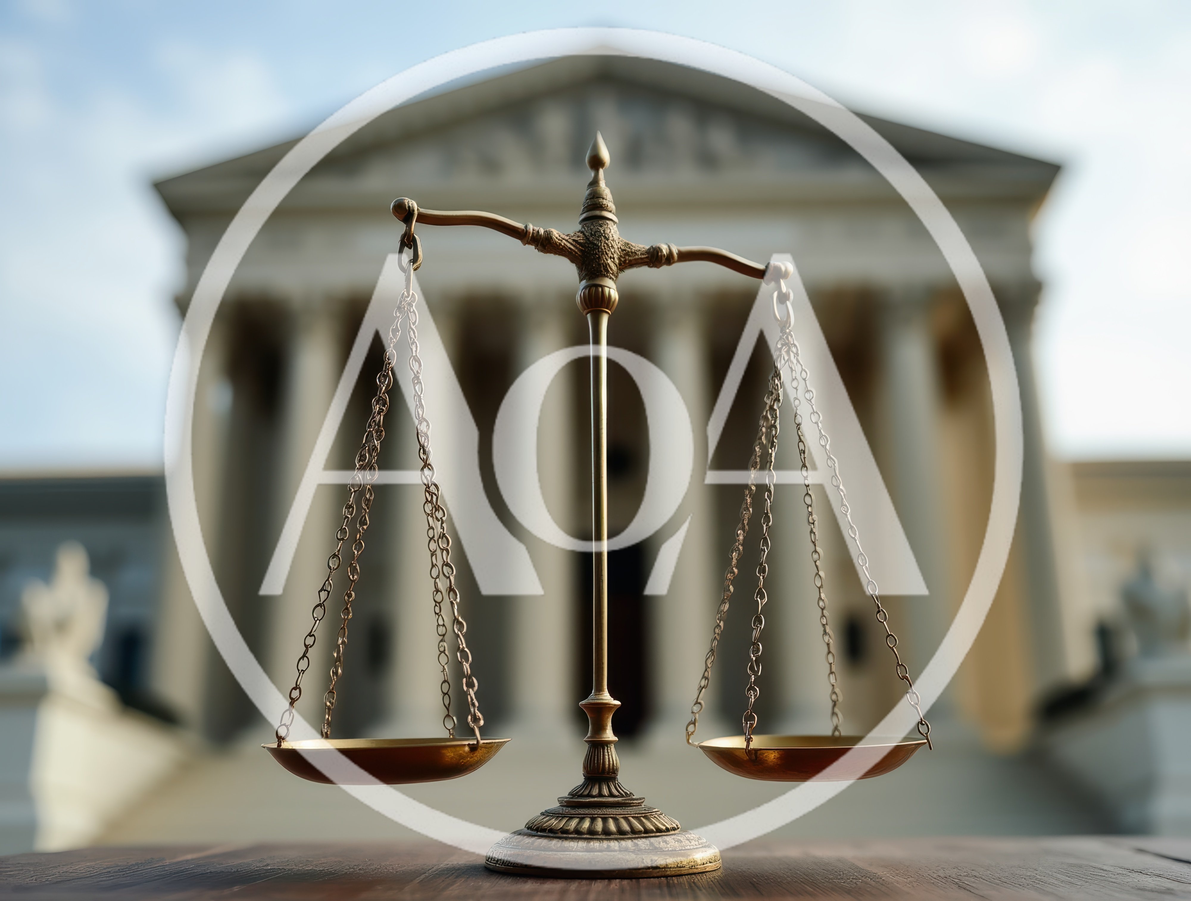 Brass Scales Of Justice Before Supreme Court Building