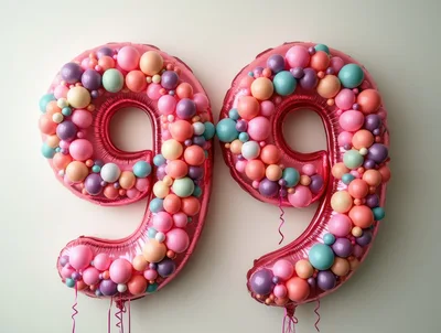 Pink Number Ninety Nine Balloon Decoration