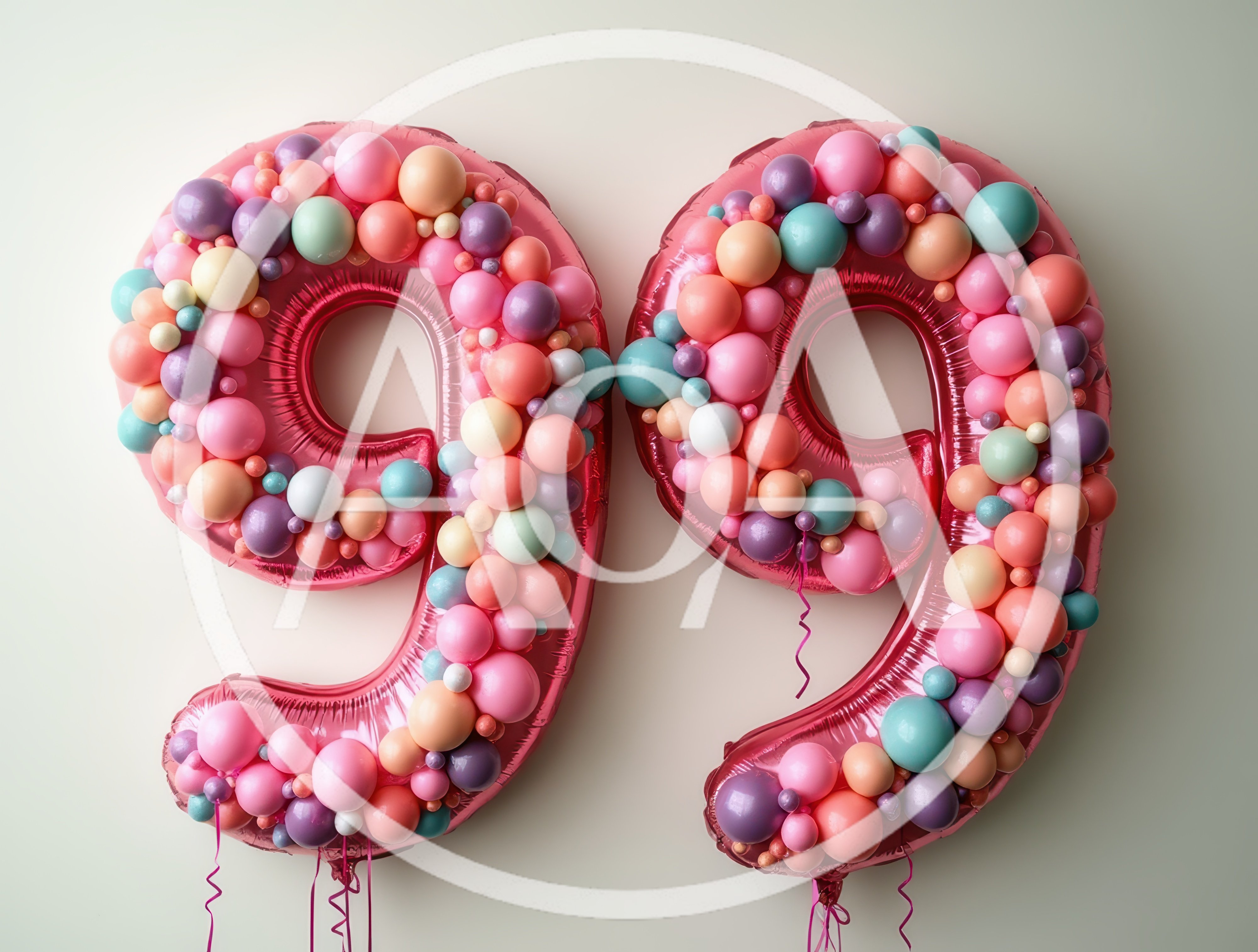 Pink Number Ninety Nine Balloon Decoration