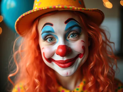 Close Up Portrait Of A Female Clown
