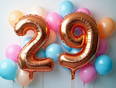 Rose Gold Number Twenty Nine Balloons