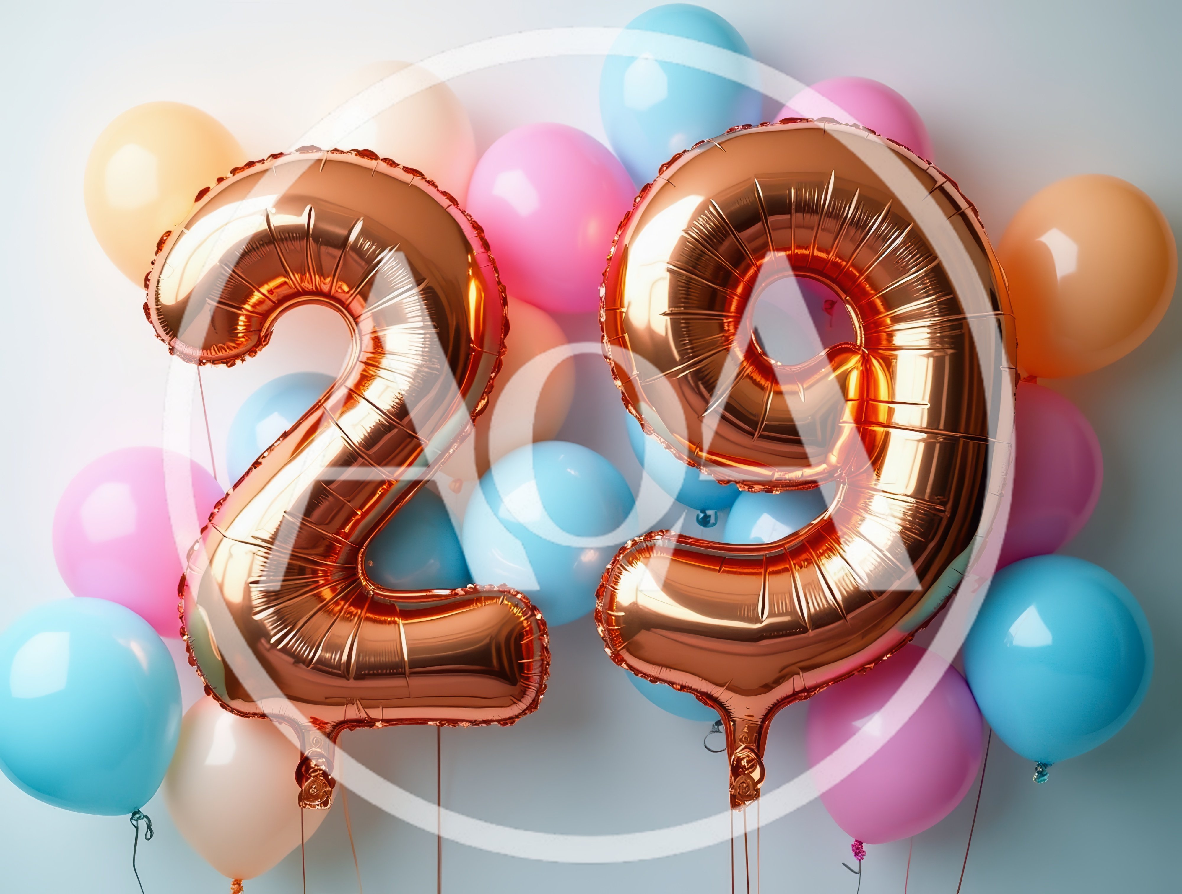 Rose Gold Number Twenty Nine Balloons