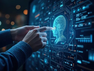 Person Interacting With Digital Artificial Intelligence Interface