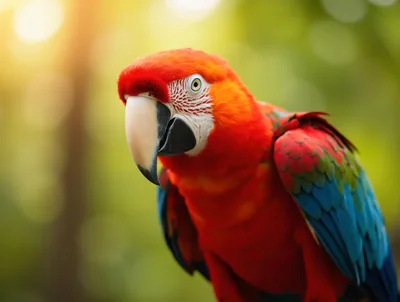 Close Up Portrait Of A Scarlet Macaw