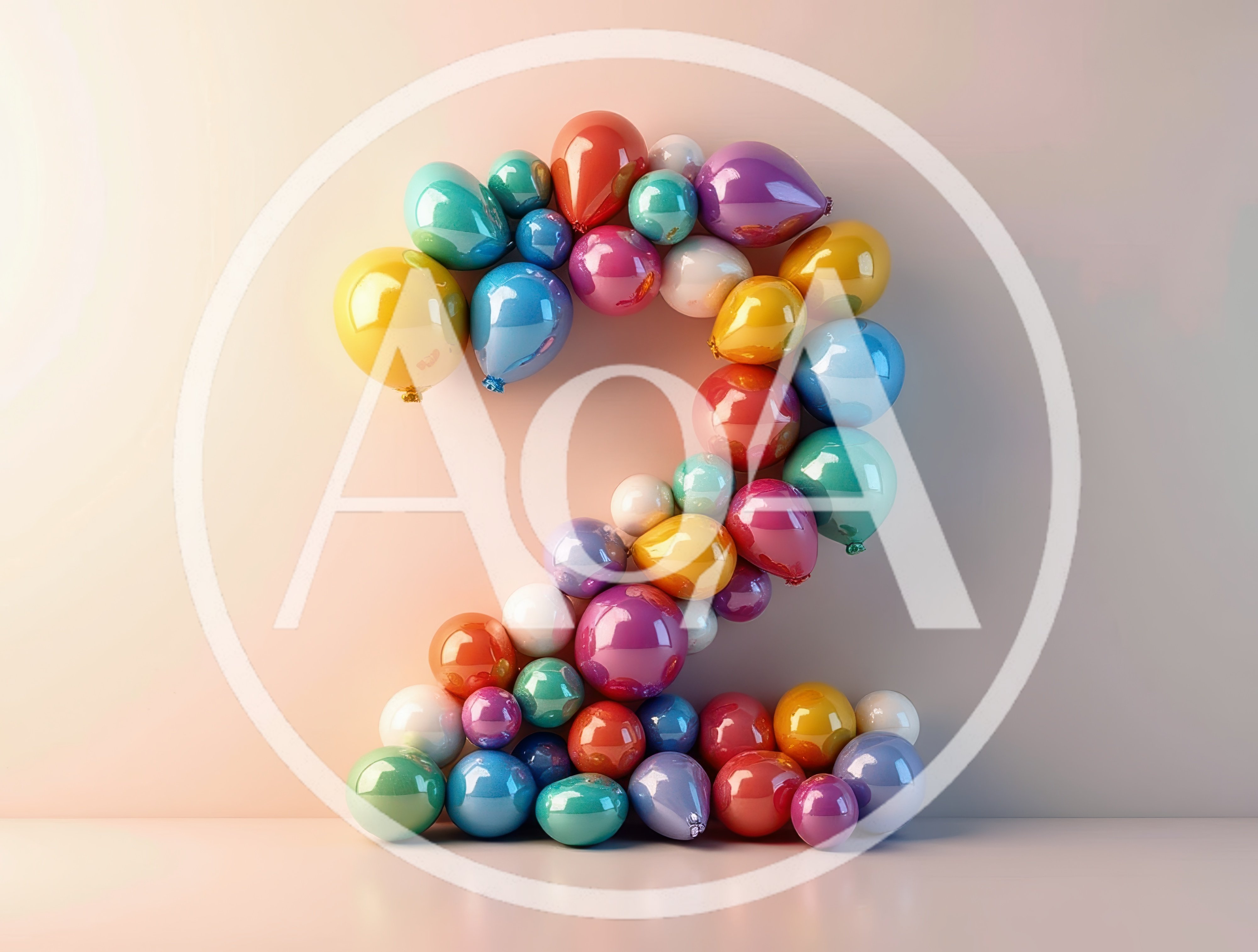 Number Two Balloon Sculpture on Studio Background