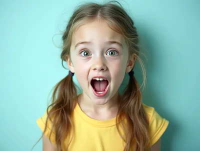 Surprised Young Girl With Open Mouth