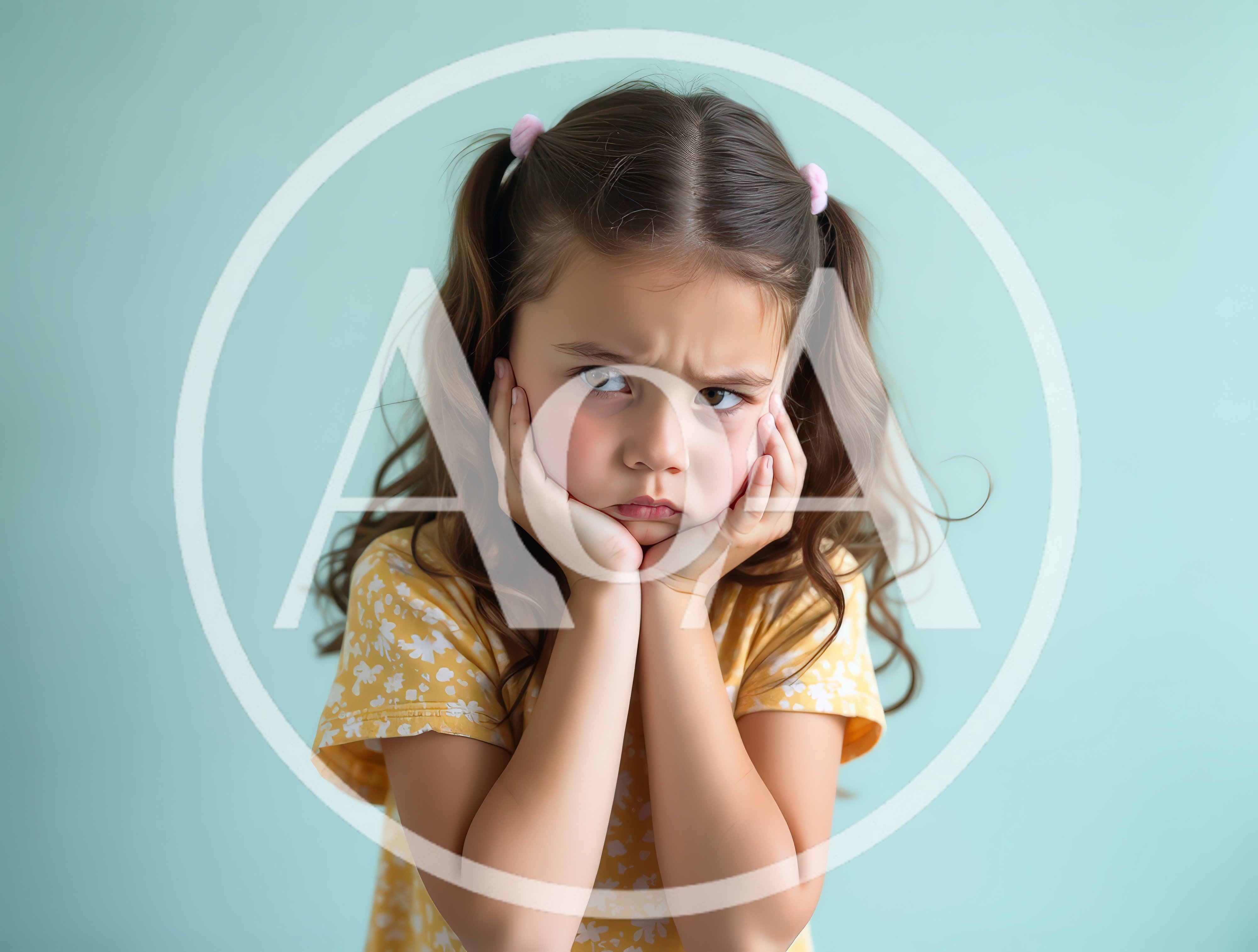 Upset Young Girl With Pigtails Looking Away