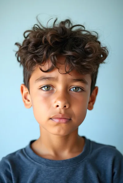 Portrait Of A Young Boy With Curly Hair