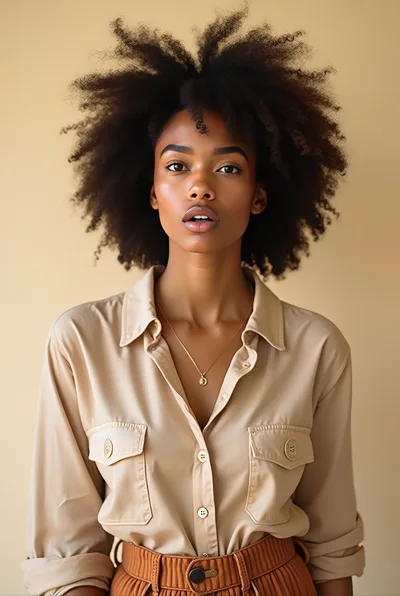 Portrait Of A Young Woman With Afro Hairstyle