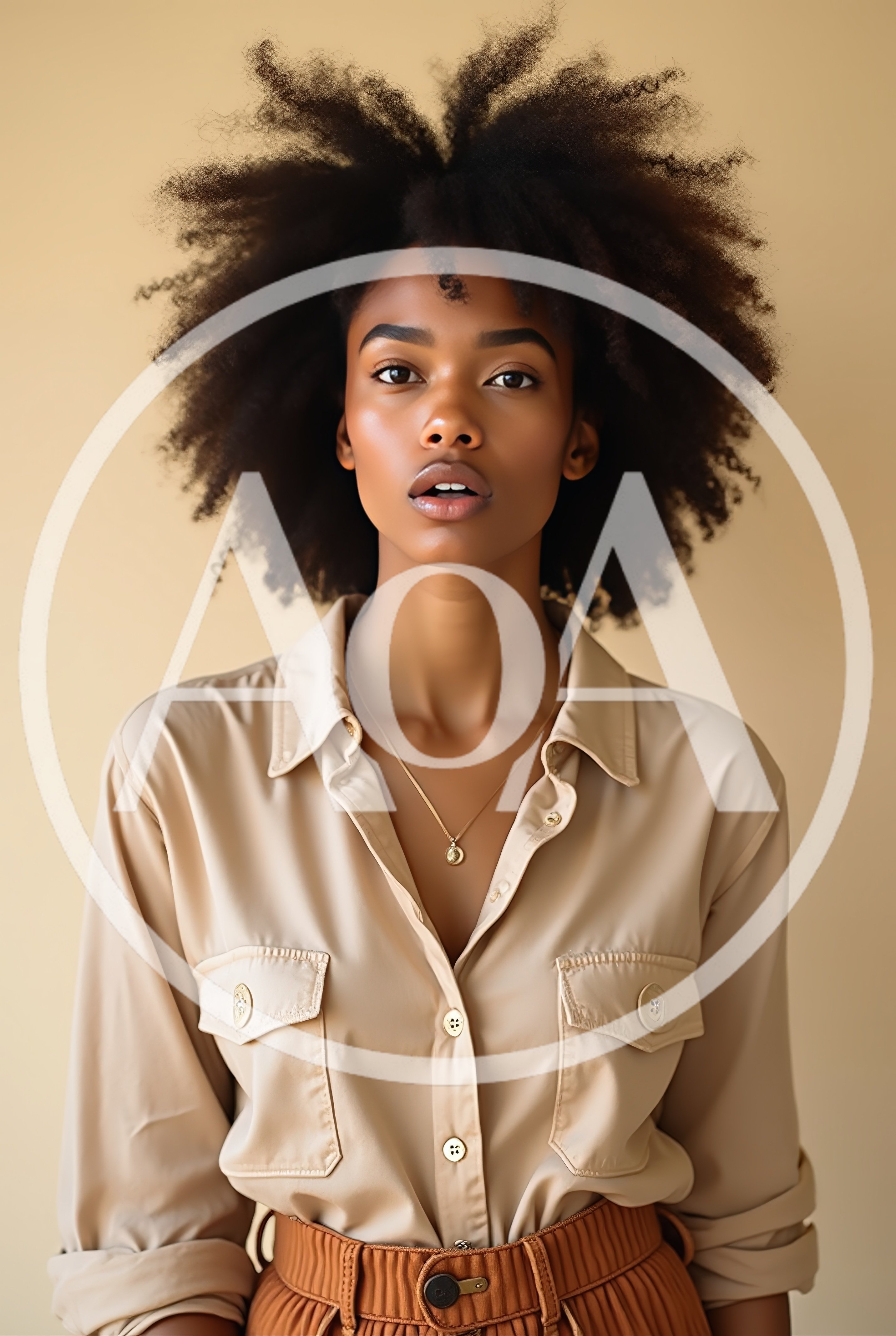 Portrait Of A Young Woman With Afro Hairstyle