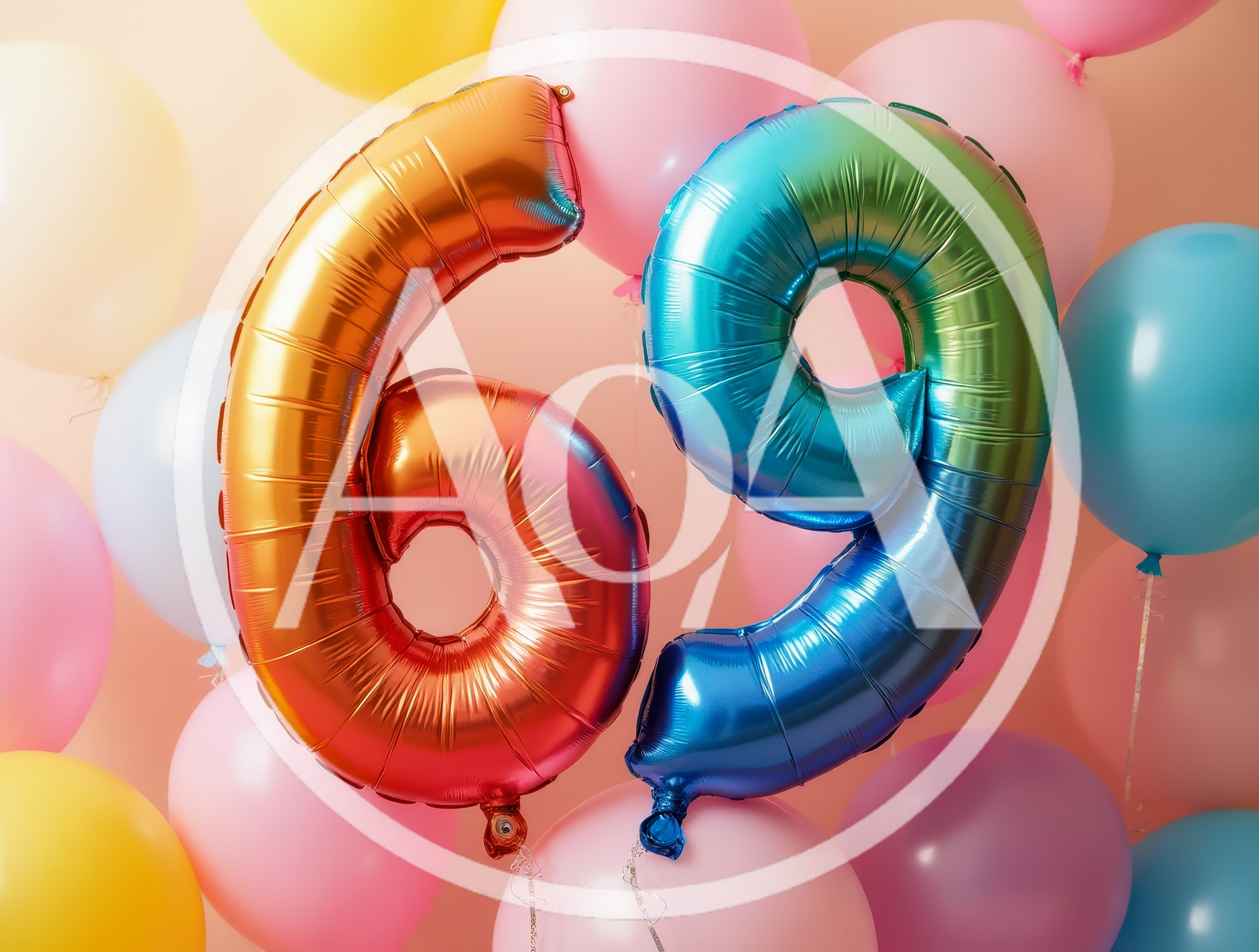 Large Metallic Number Sixty Nine Balloons