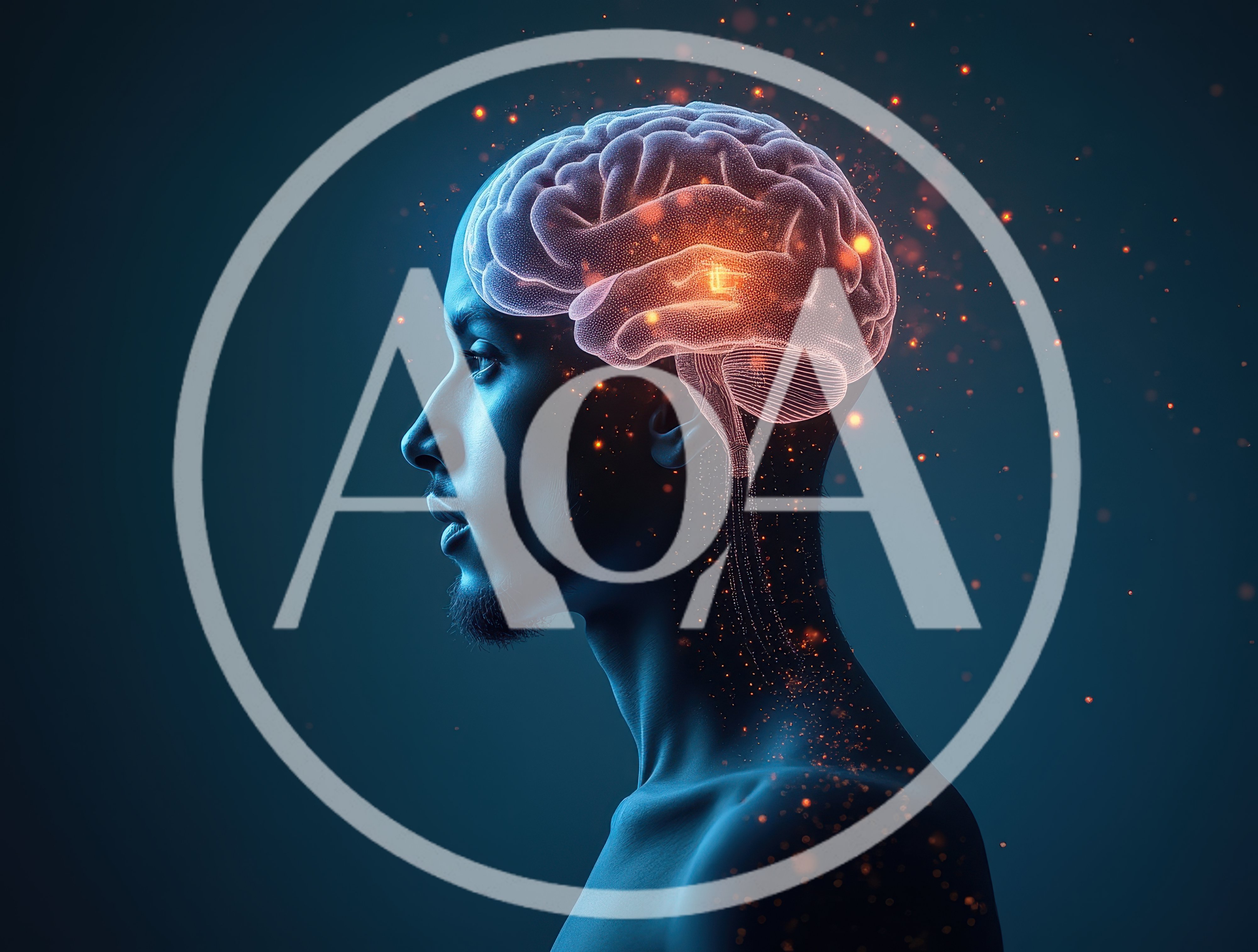 Digital Human Profile With Glowing Neural Brain Network