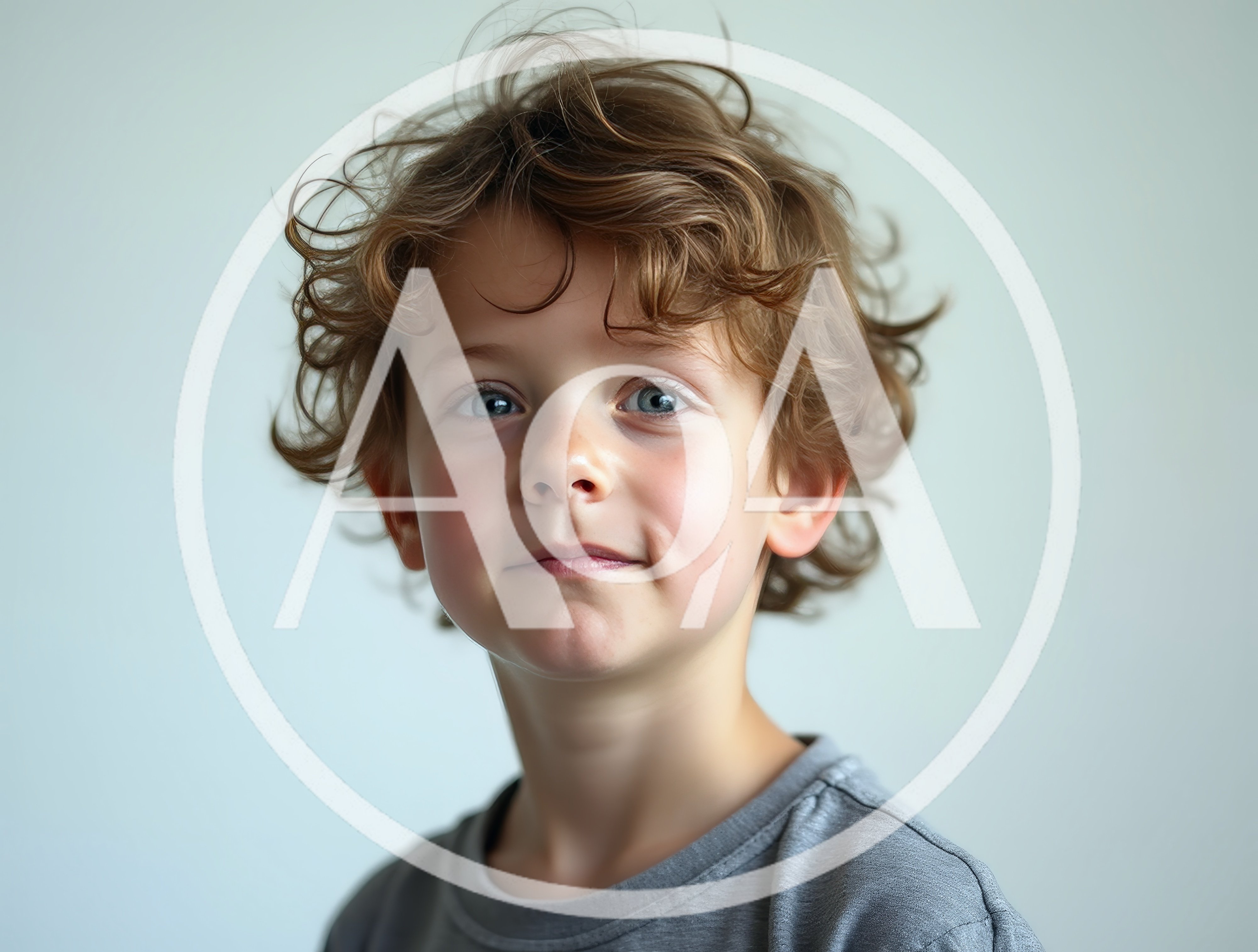 Portrait Of A Young Boy With Curly Hair