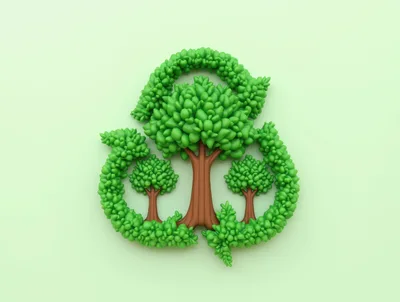 3D Recycle Symbol Made of Green Trees