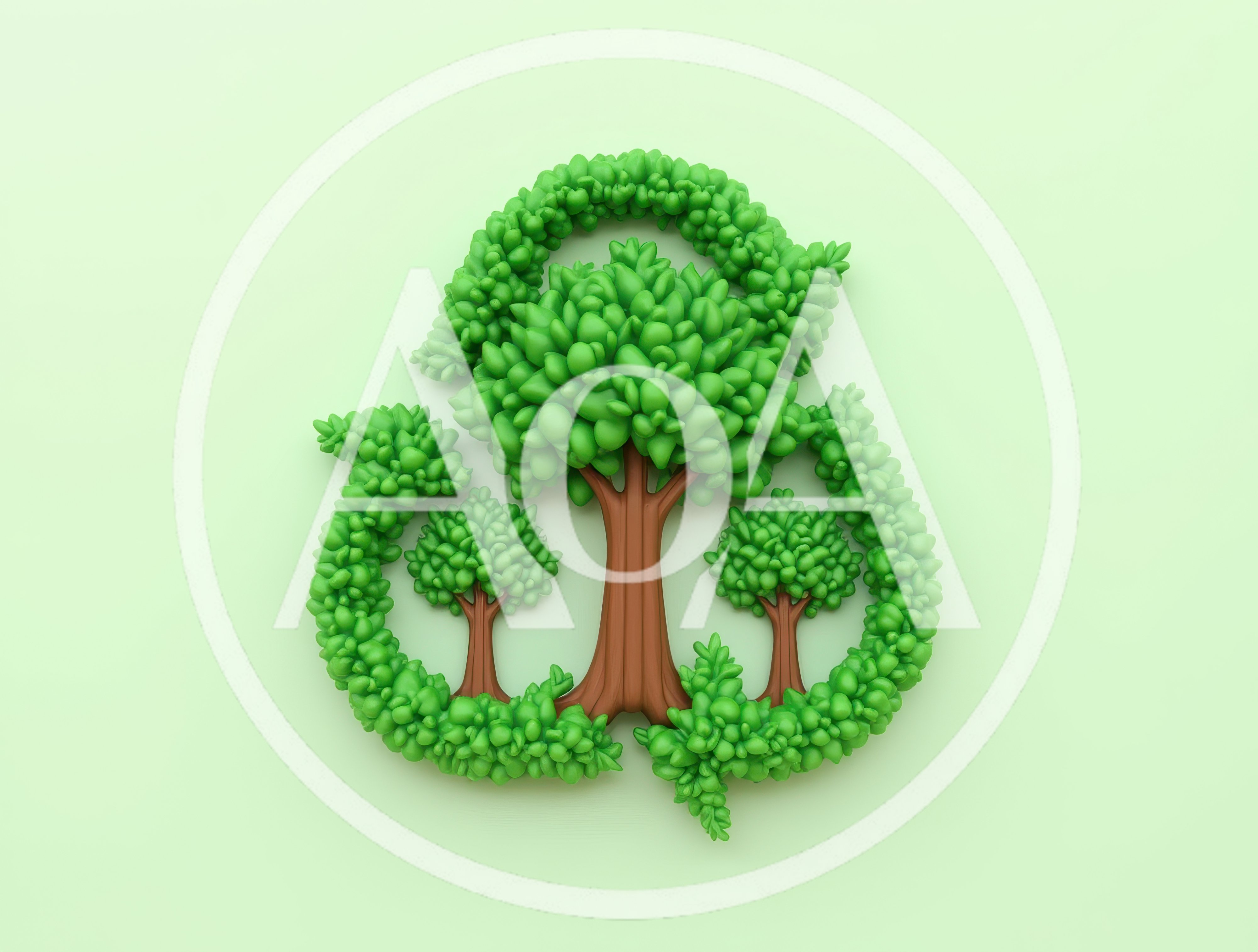 3D Recycle Symbol Made of Green Trees