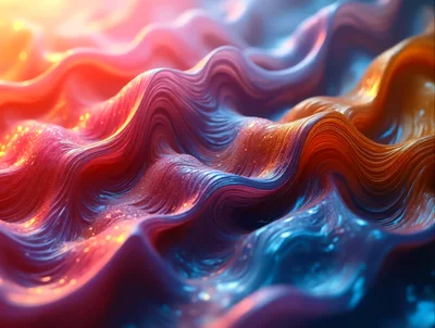 Abstract Flowing Waves Of Vibrant Liquid Color