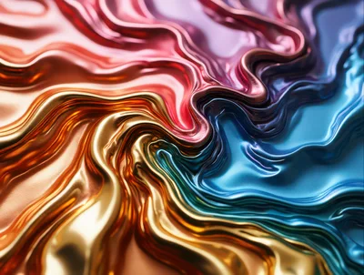 Abstract Liquid Metal Swirls In Vibrant Gradient Colors
